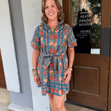 Sandra Floral Belted Mini Dress