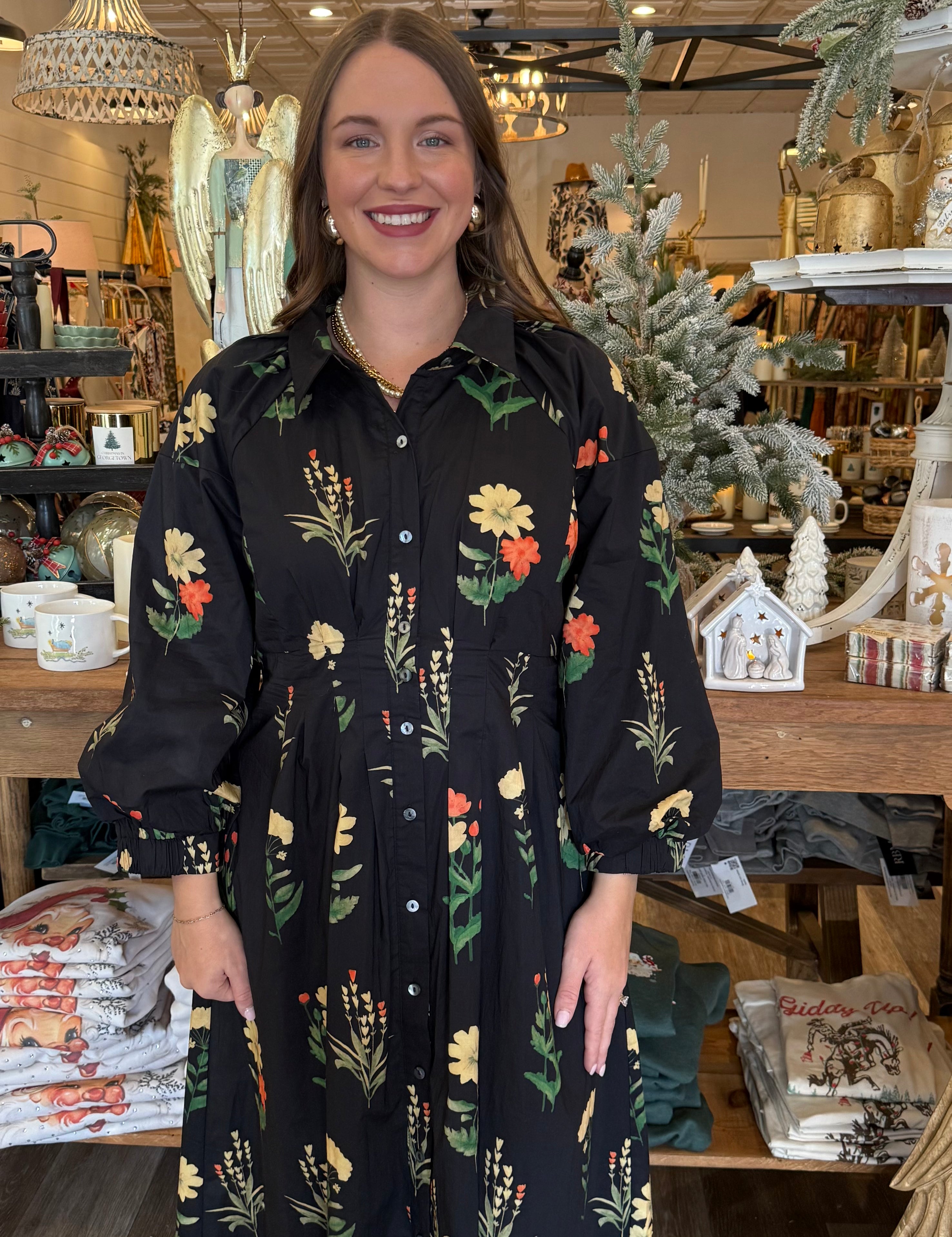 Aliya Floral Print Midi Dress