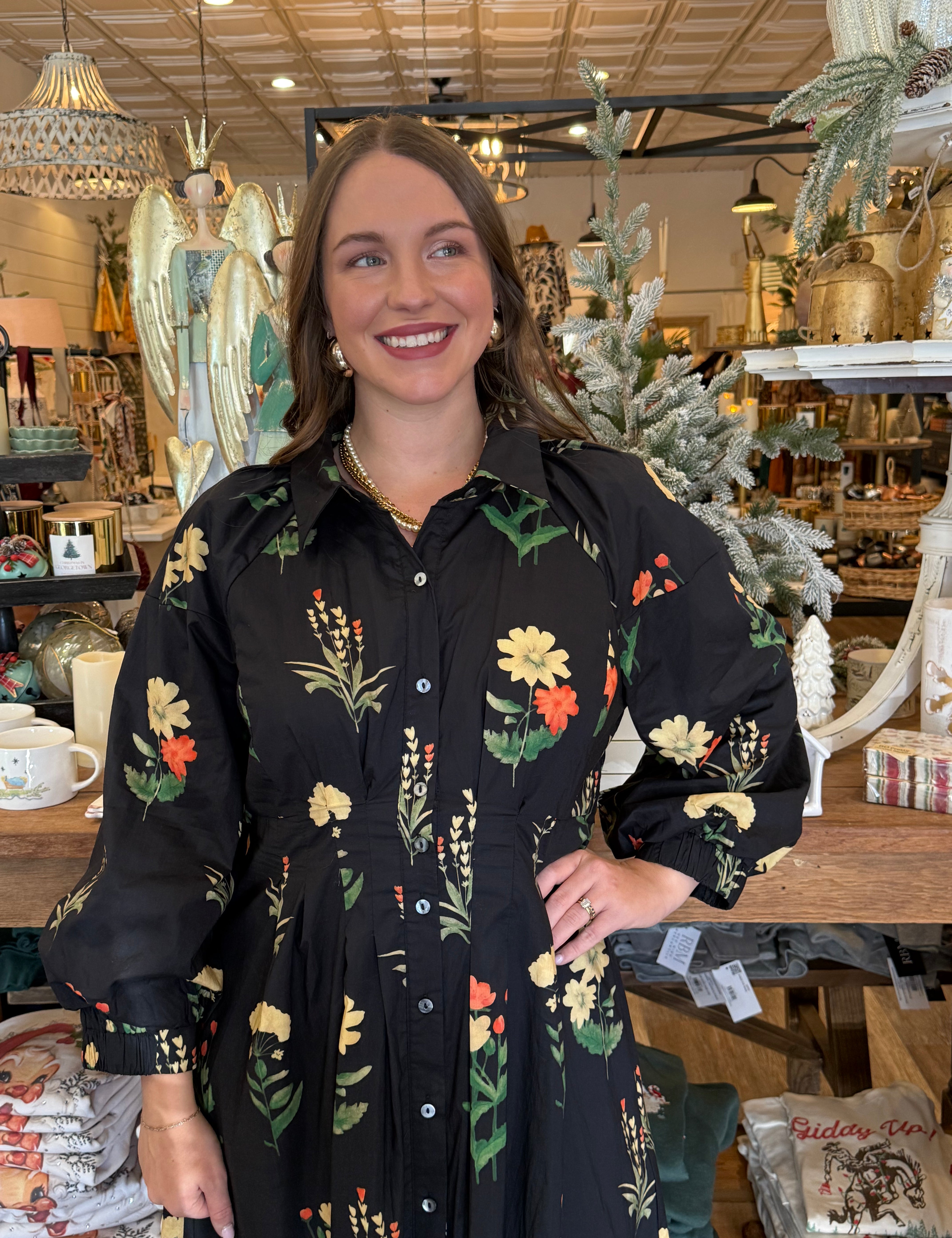 Aliya Floral Print Midi Dress