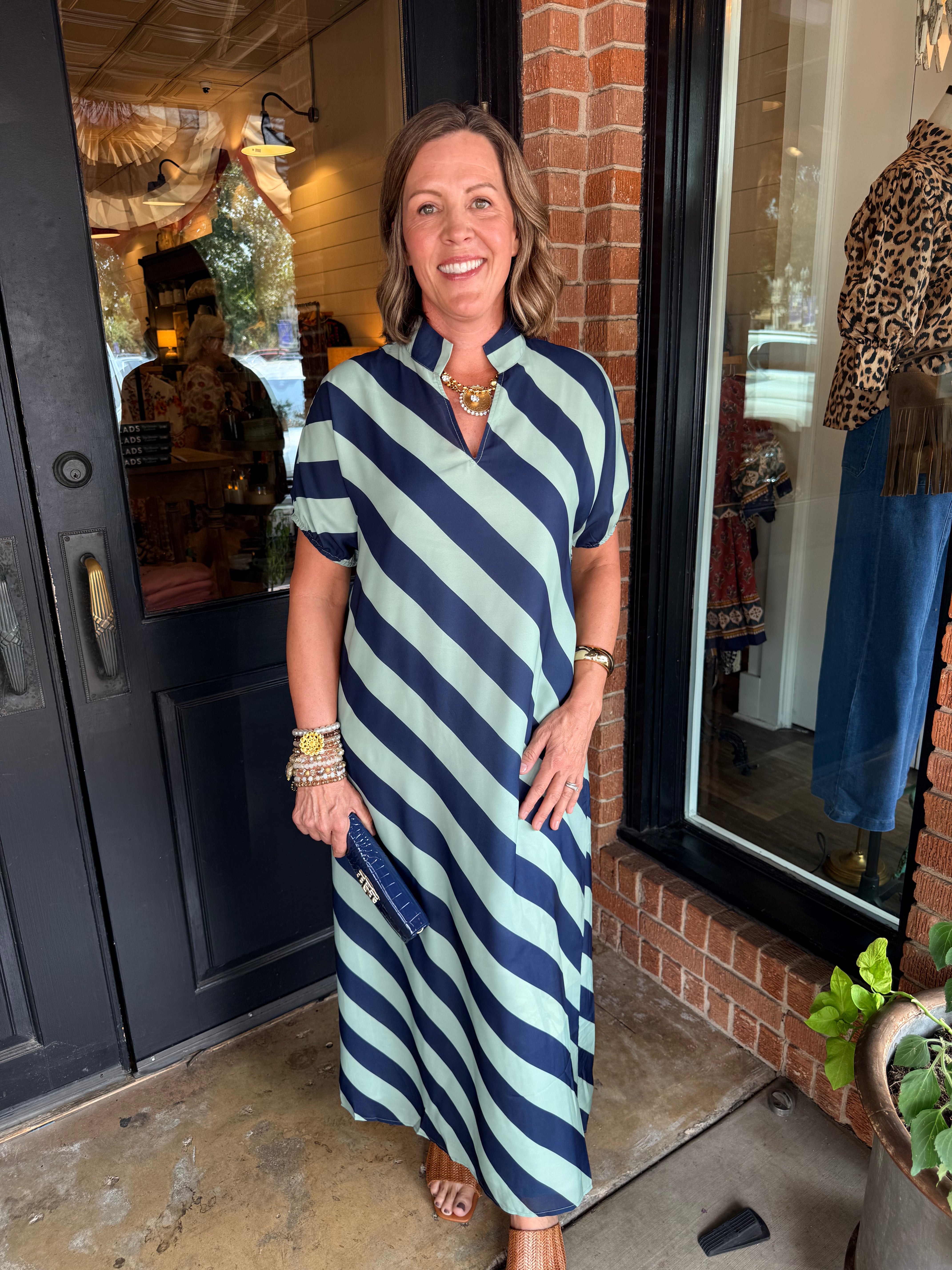 Diana Diagonal Stripe Midi Dress