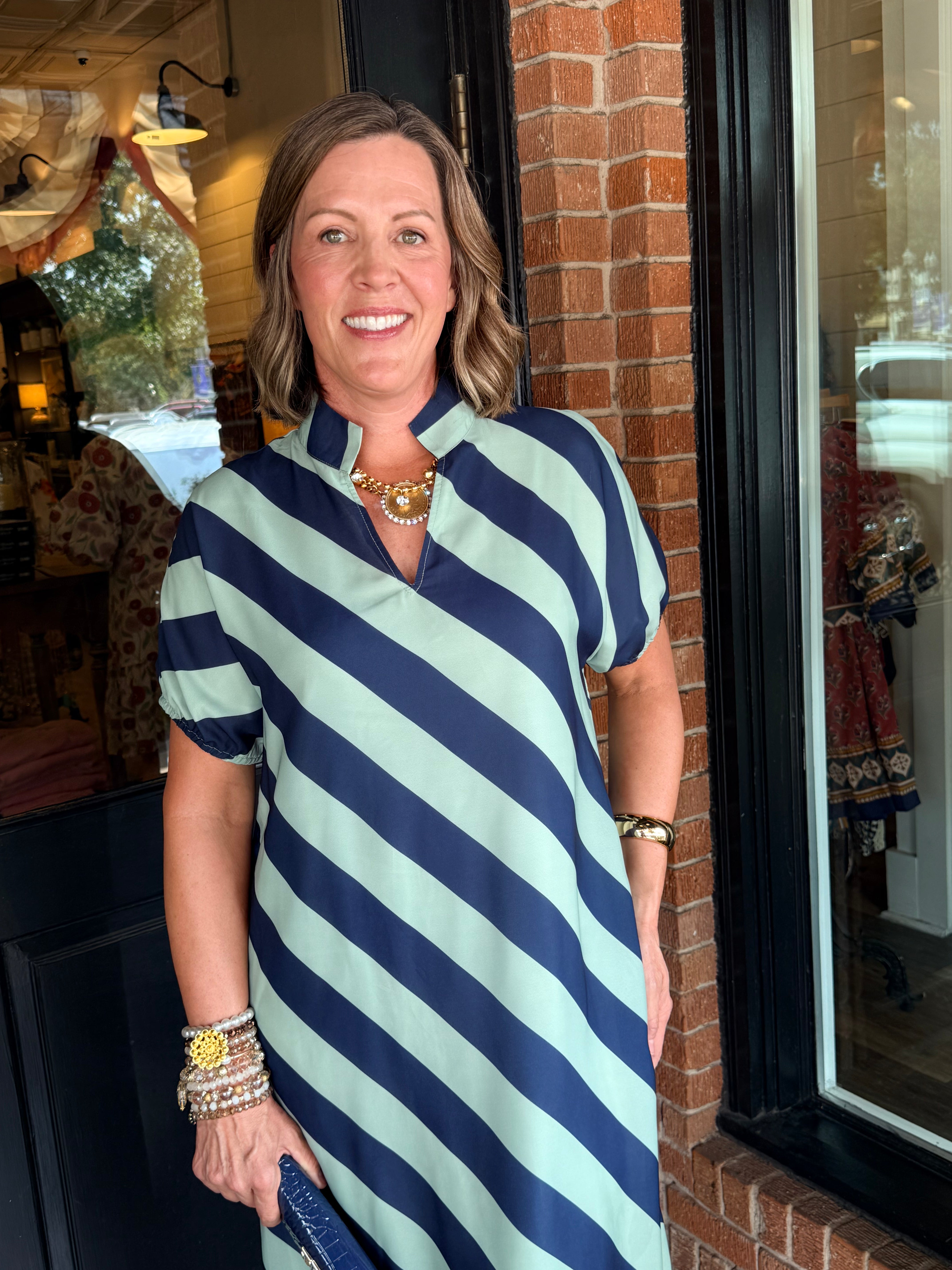 Diana Diagonal Stripe Midi Dress