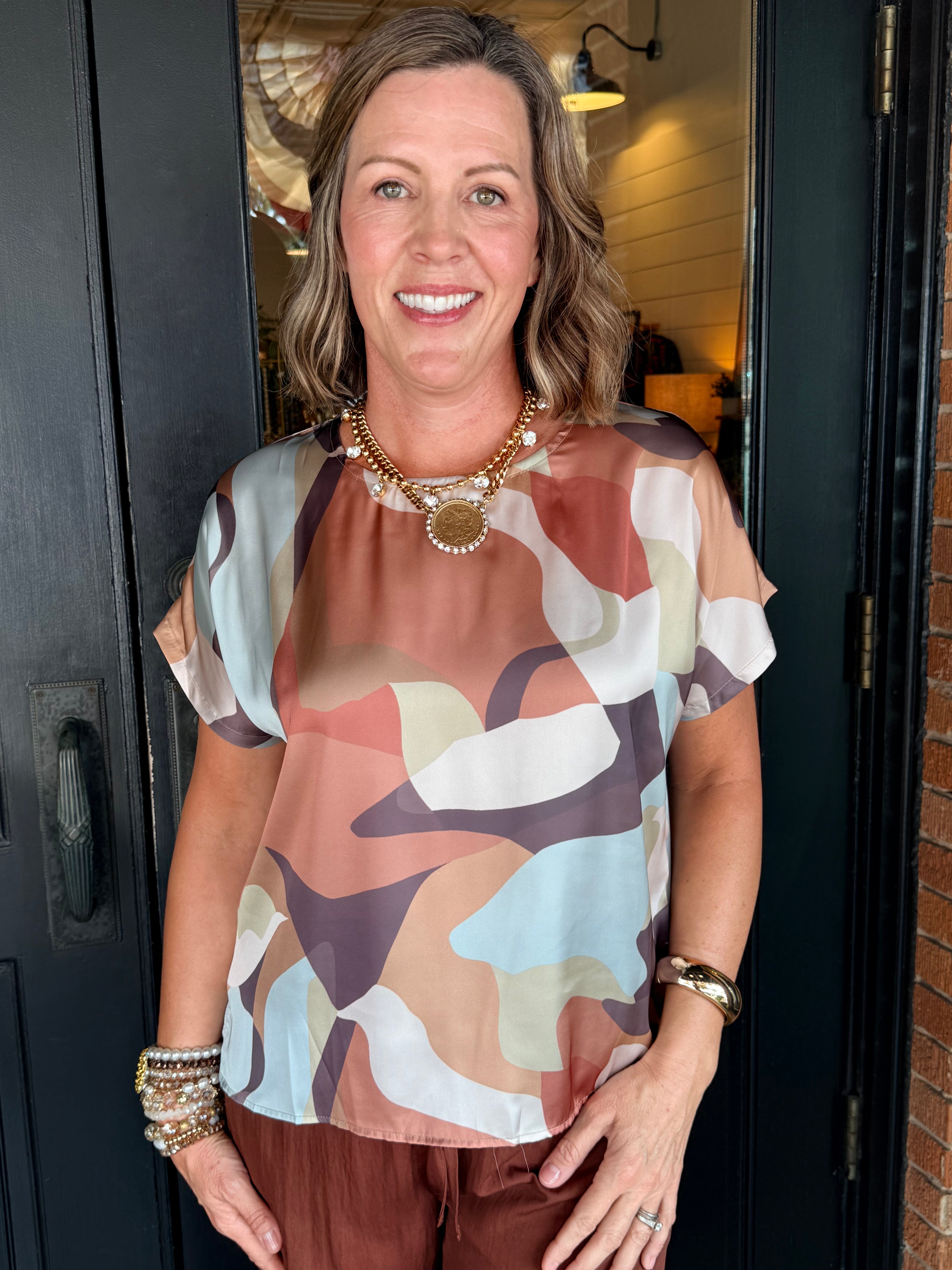 Mindy Multi Abstract Print Top