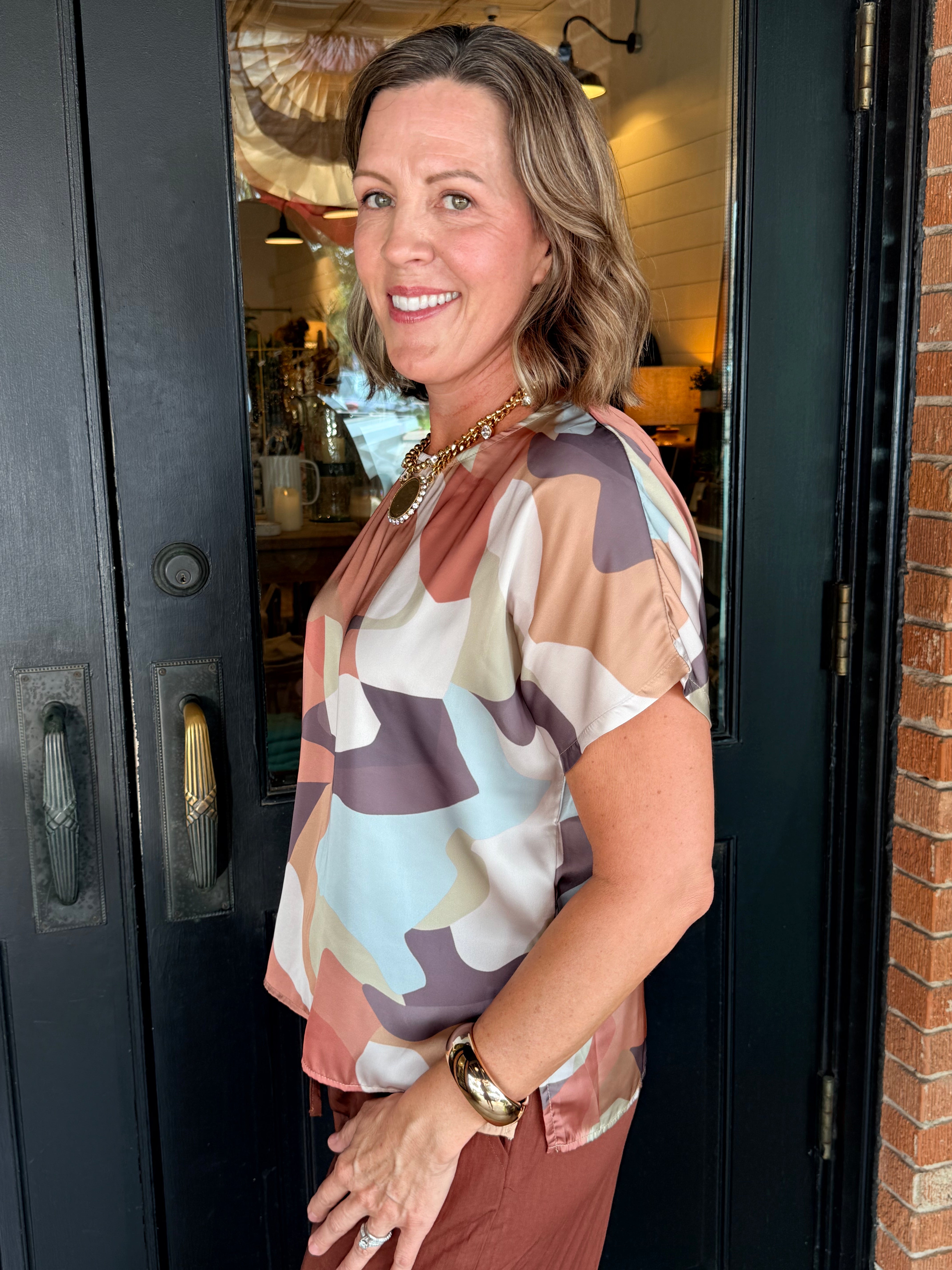 Mindy Multi Abstract Print Top
