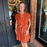 Melissa Contrast Piping Mini Dress