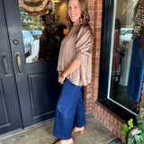 Kayla Half Zip Puff Sleeve Top