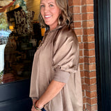 Kayla Half Zip Puff Sleeve Top