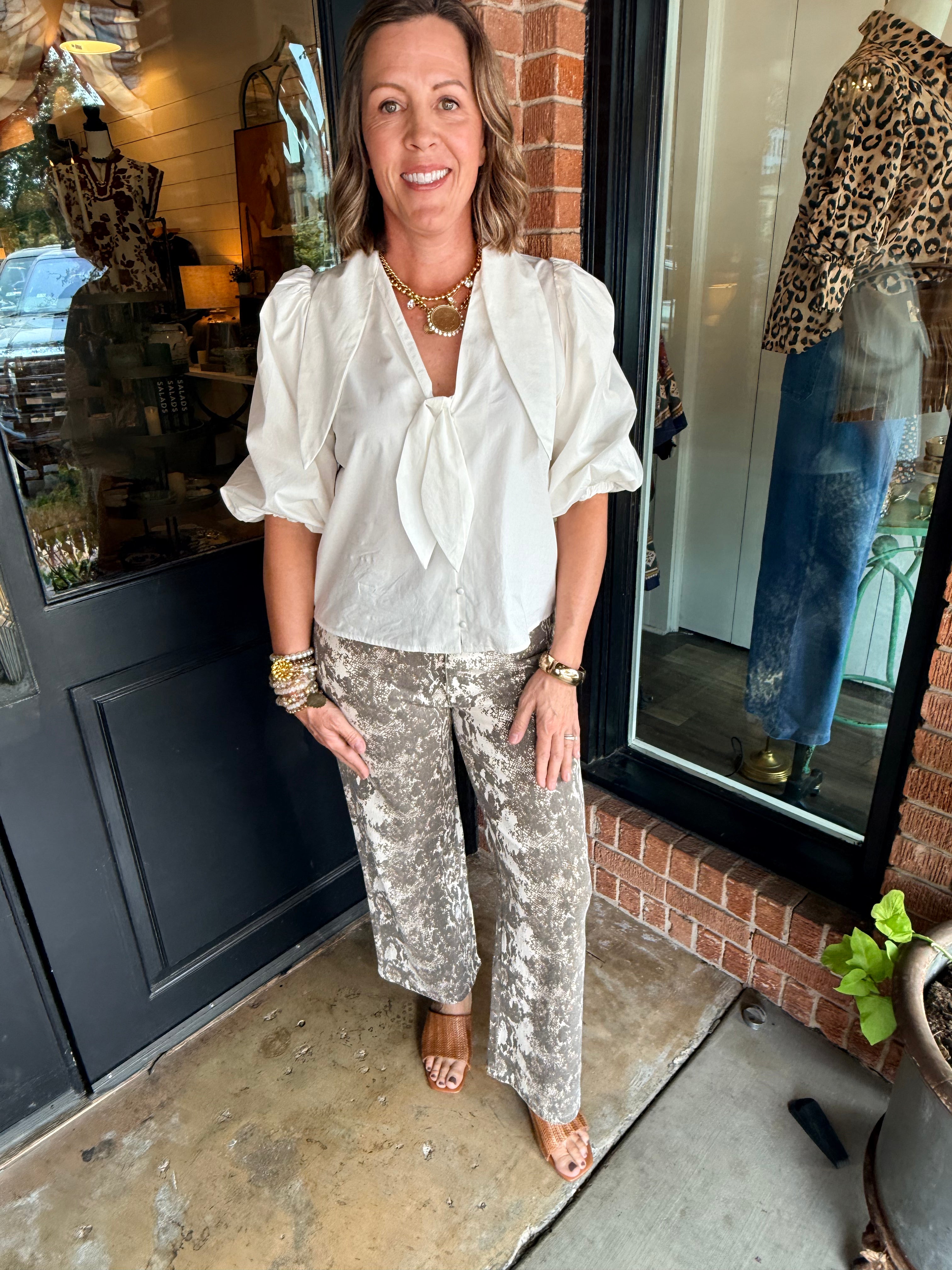 Millie Snake Print Wide Leg Pants