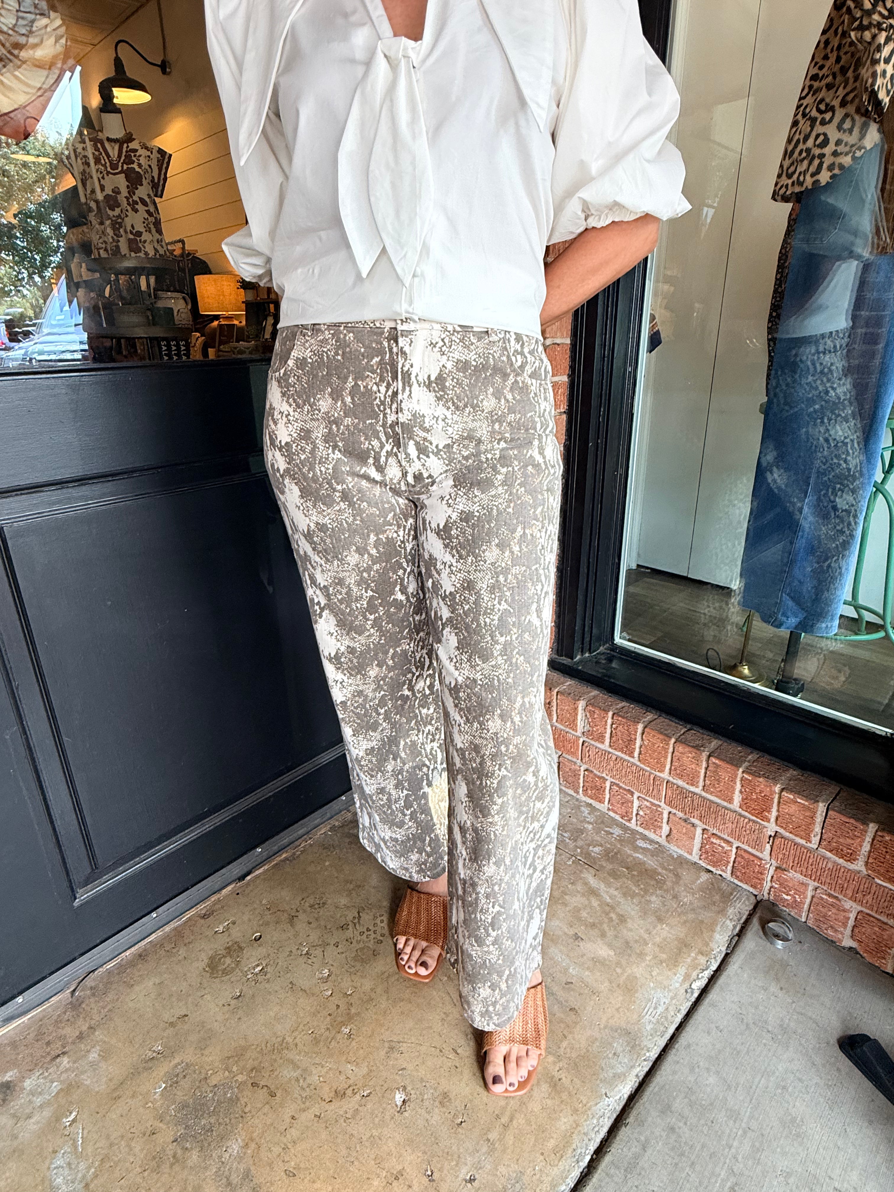 Millie Snake Print Wide Leg Pants