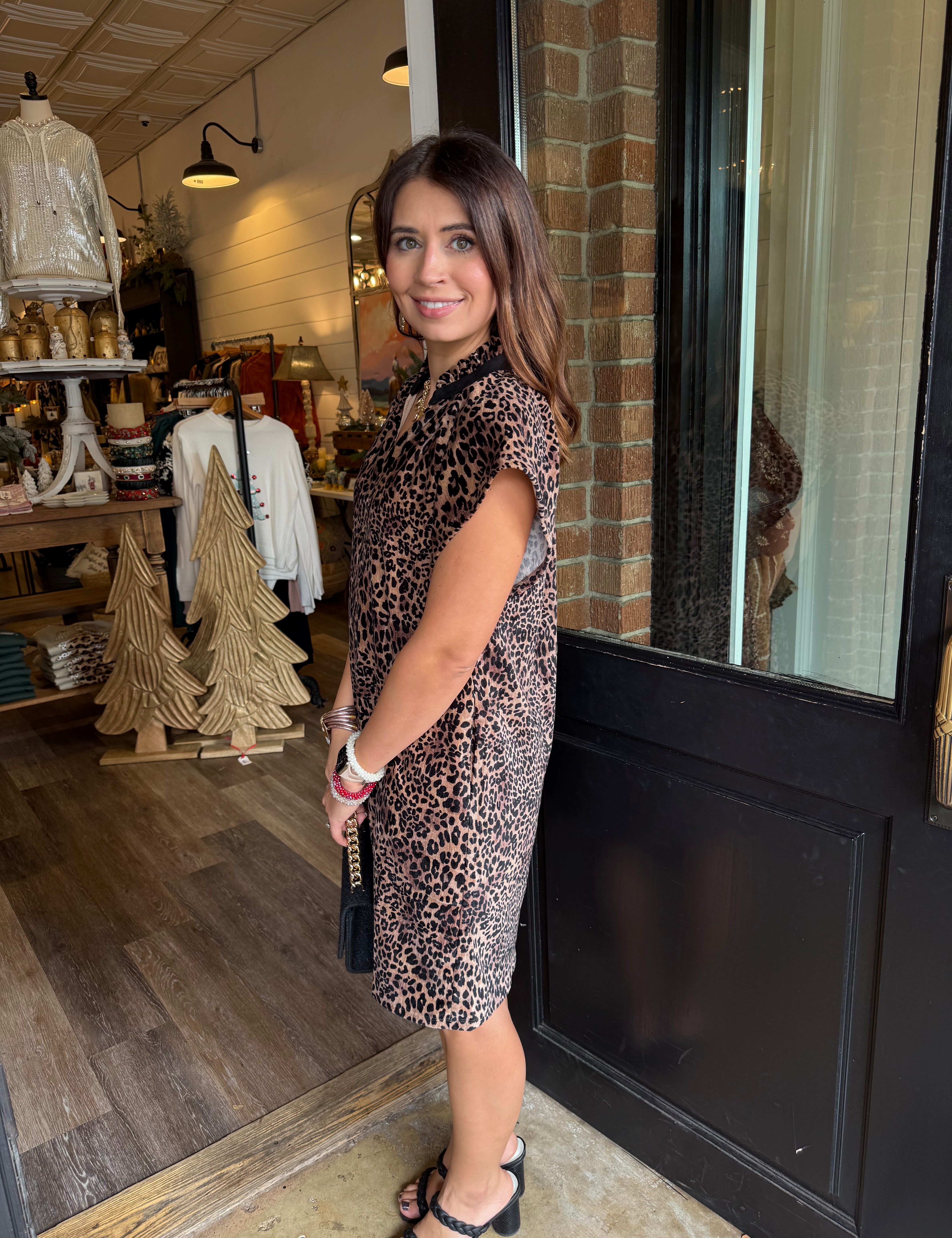 Abigail Suede Cheetah Print Dress