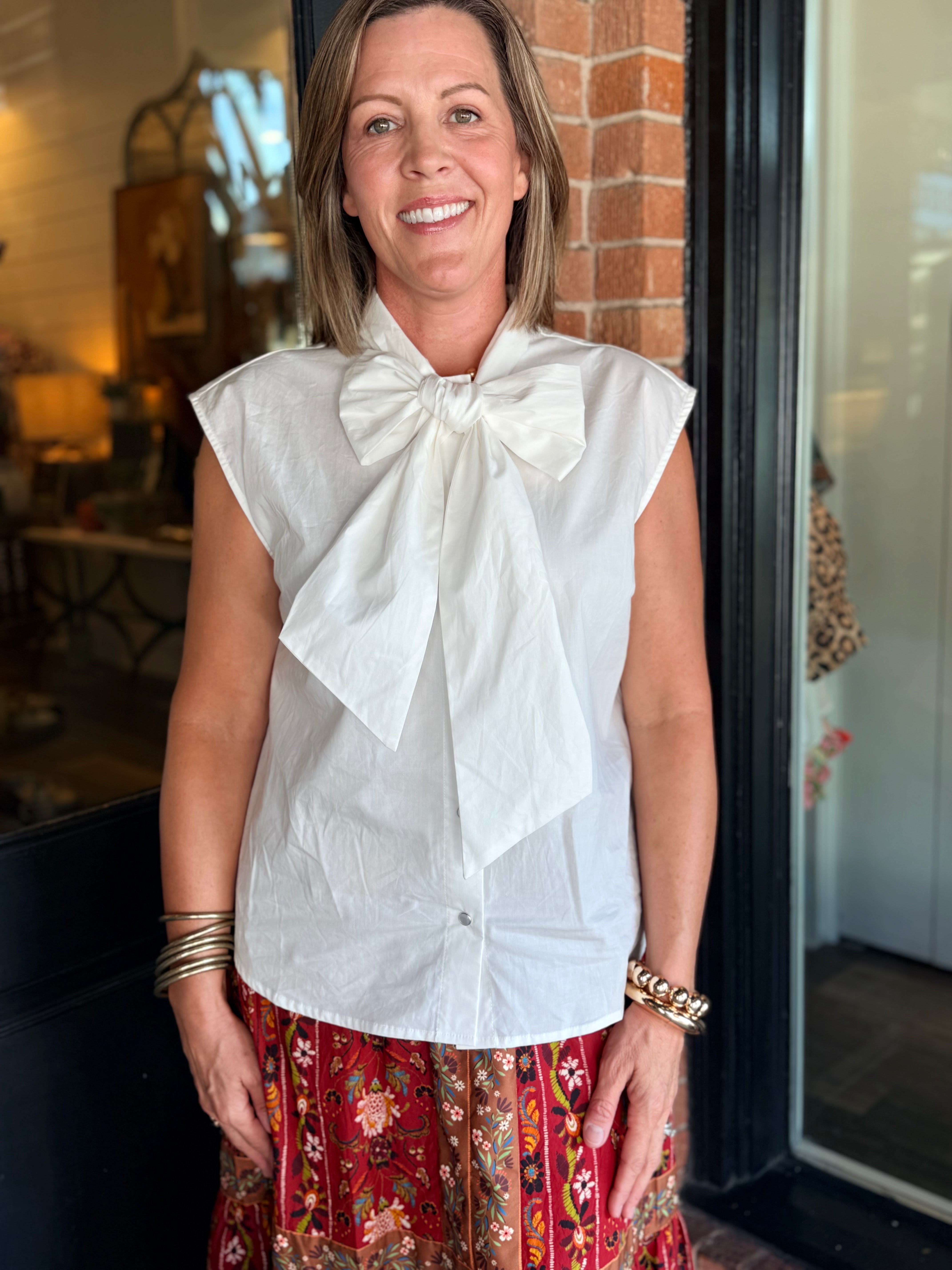 Greta Bow Tie Button Down Top