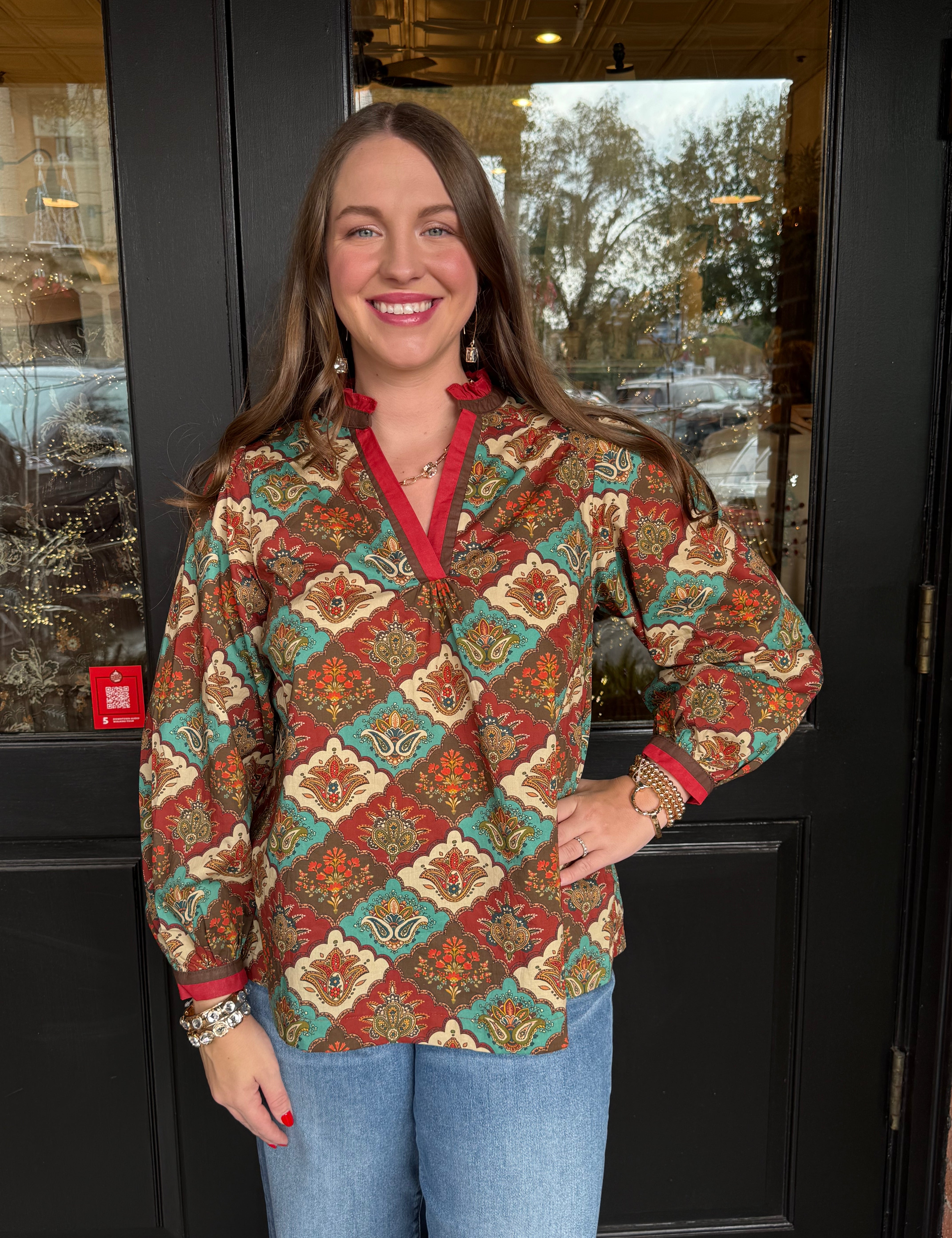 Lindsay Paisley Print Top