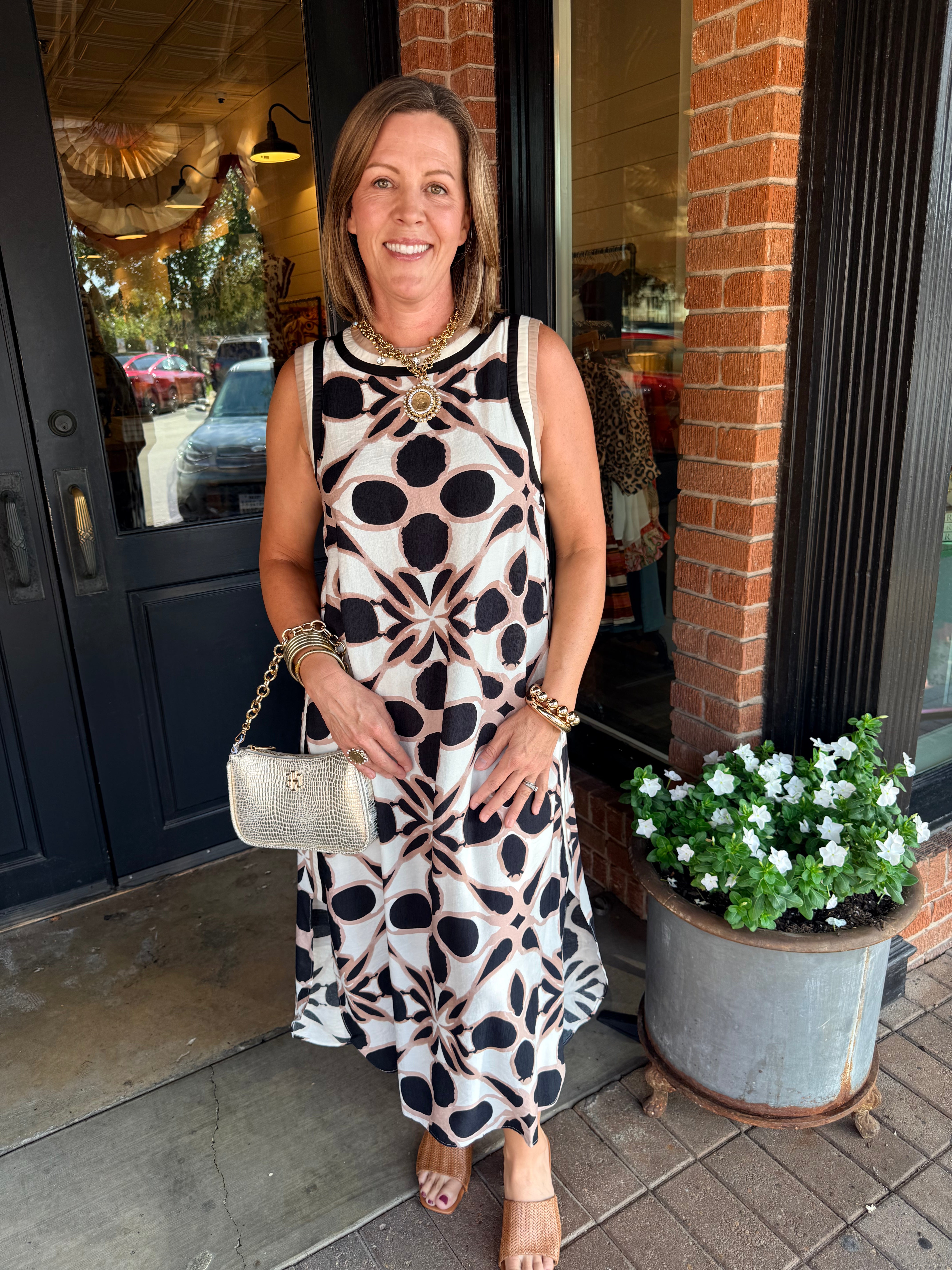 Sandy Abstract Floral Midi Dress