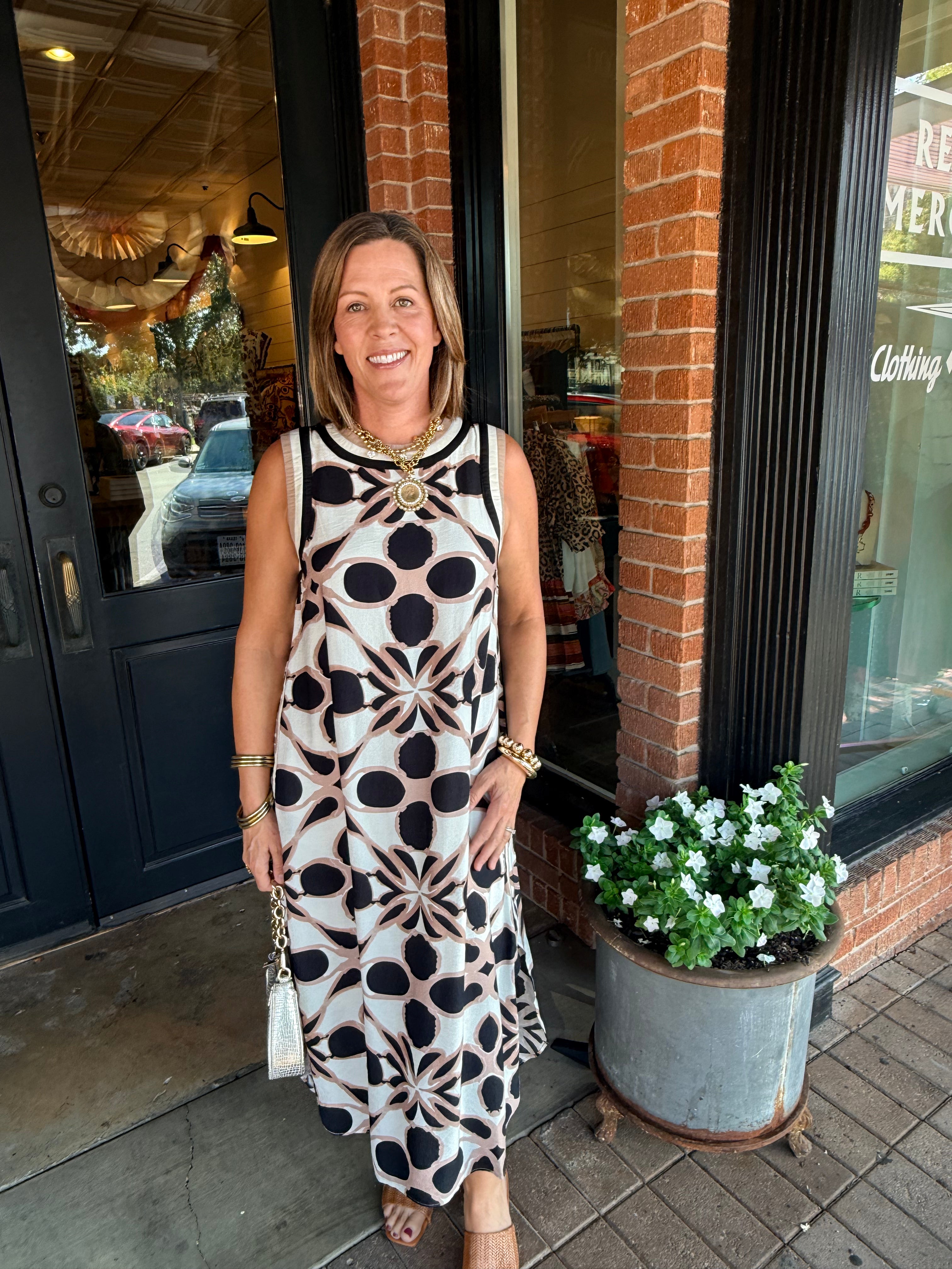Sandy Abstract Floral Midi Dress