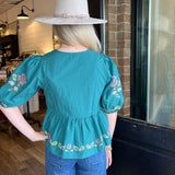 Kristy Peplum Embroidered Top