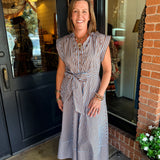 Raven Striped Tie Midi Dress