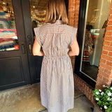 Raven Striped Tie Midi Dress