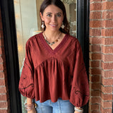 Joanna Embroidered Babydoll Top