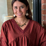 Joanna Embroidered Babydoll Top