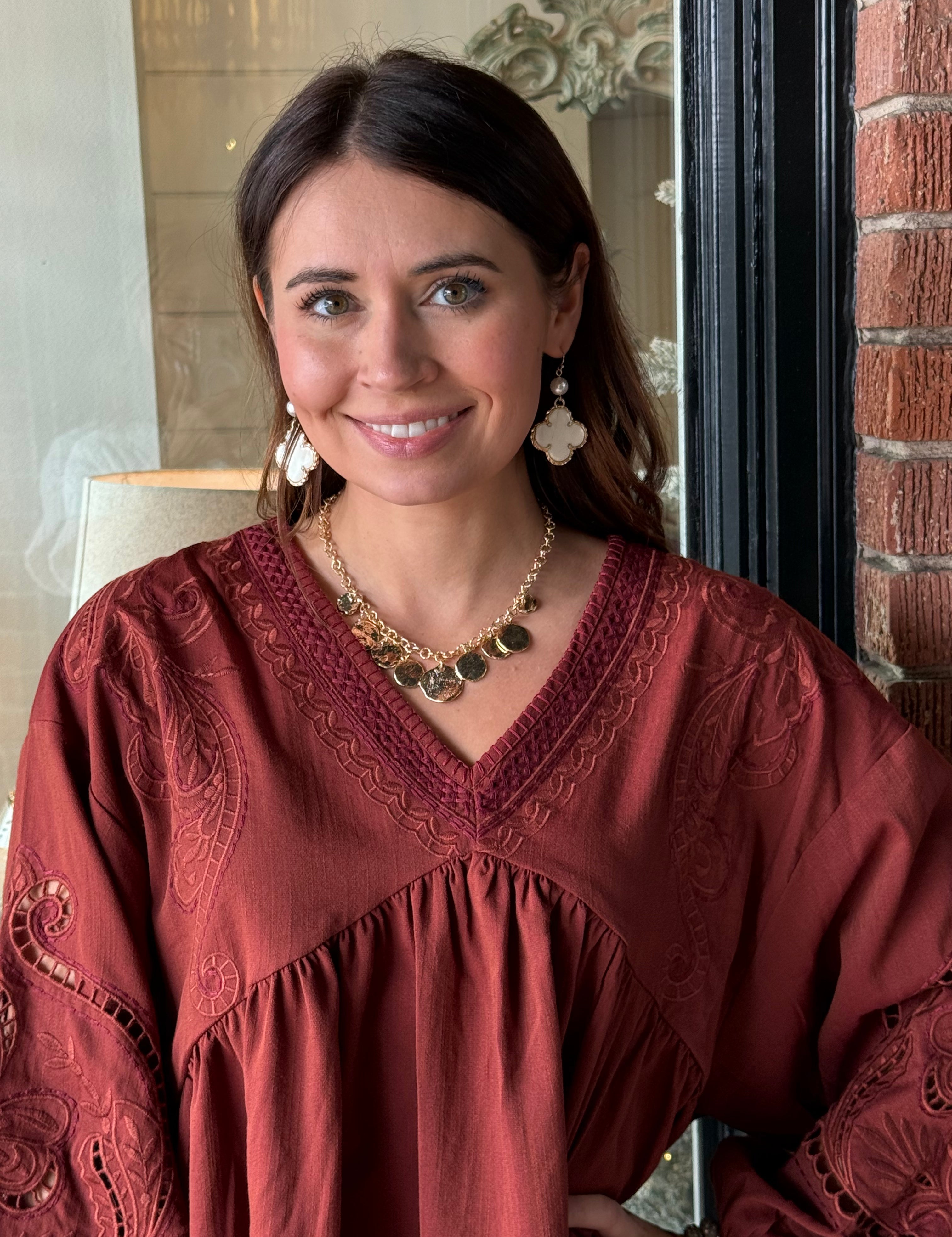 Joanna Embroidered Babydoll Top