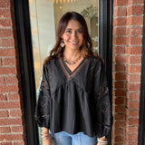 Joanna Embroidered Babydoll Top