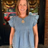Nanette Washed Denim Top & Short Set