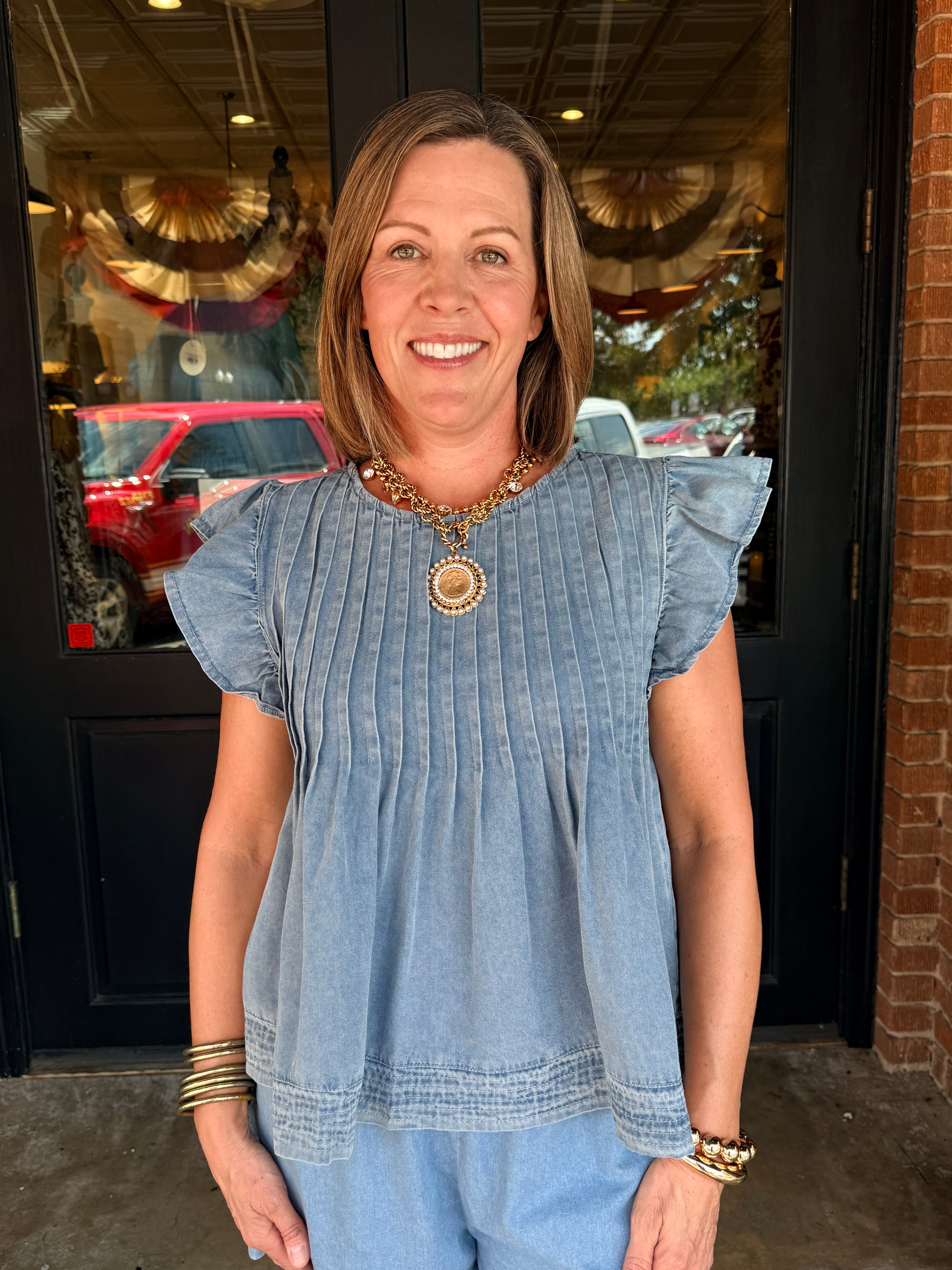 Nanette Washed Denim Top & Short Set