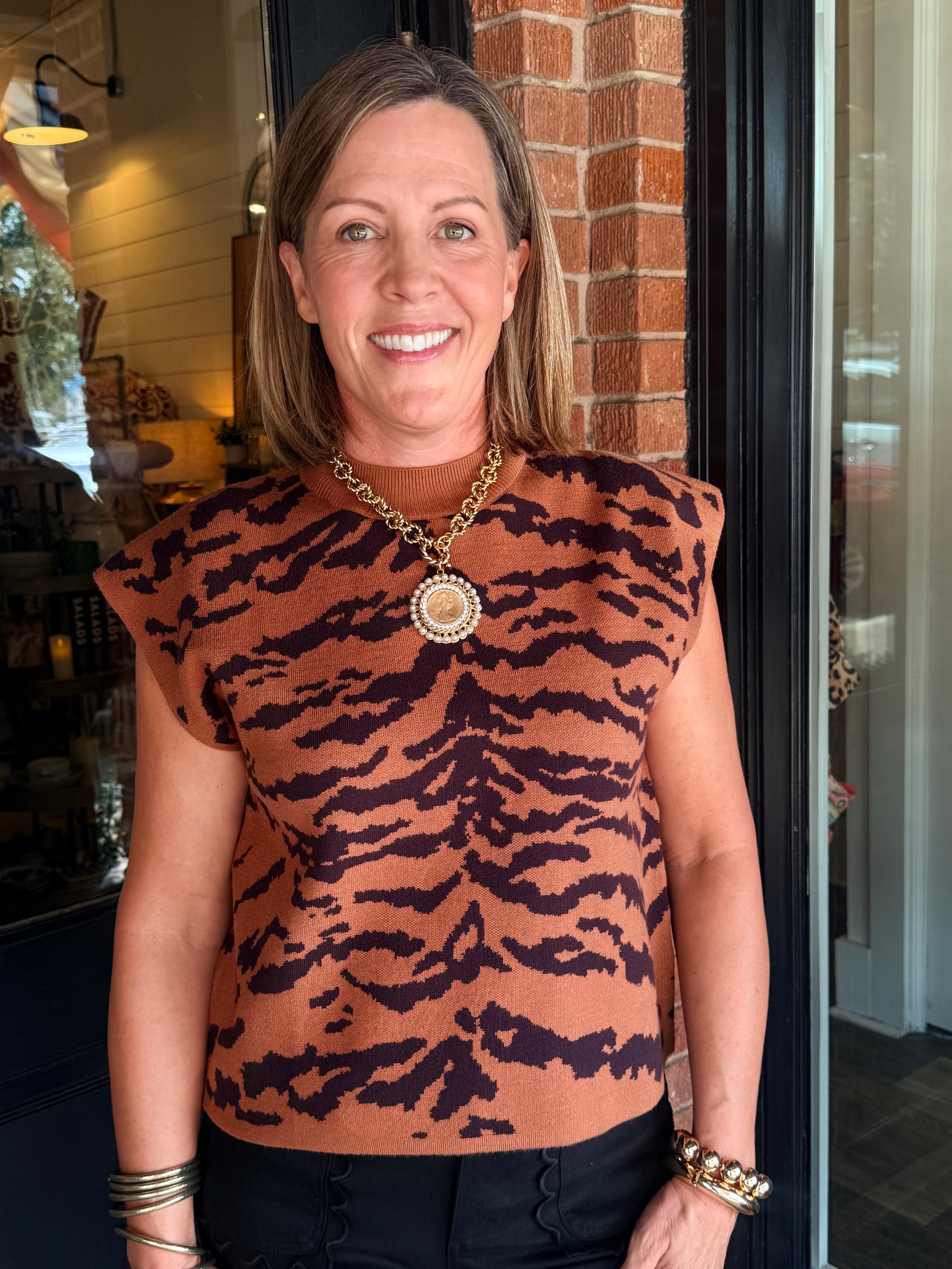 Gidget Animal Print Knit Top