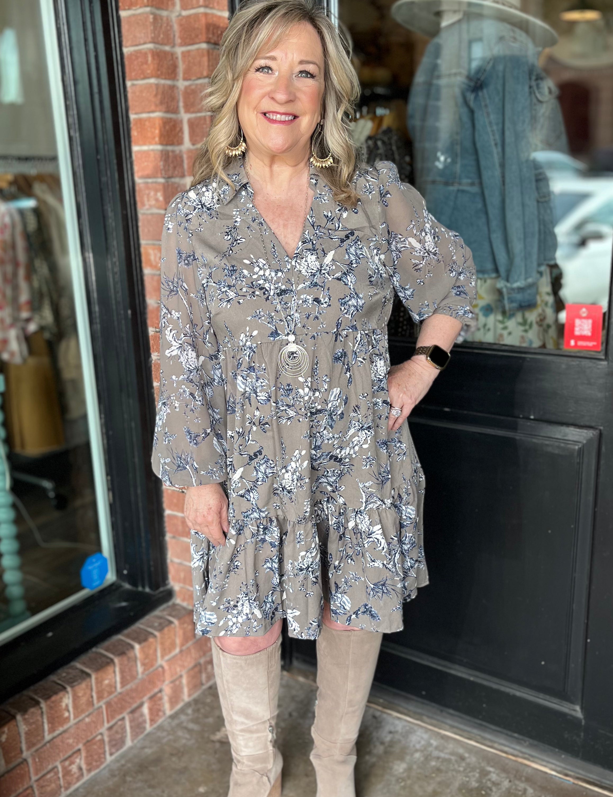 Joann Grey Floral dress