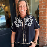 Cameron Embroidered Button Up Top