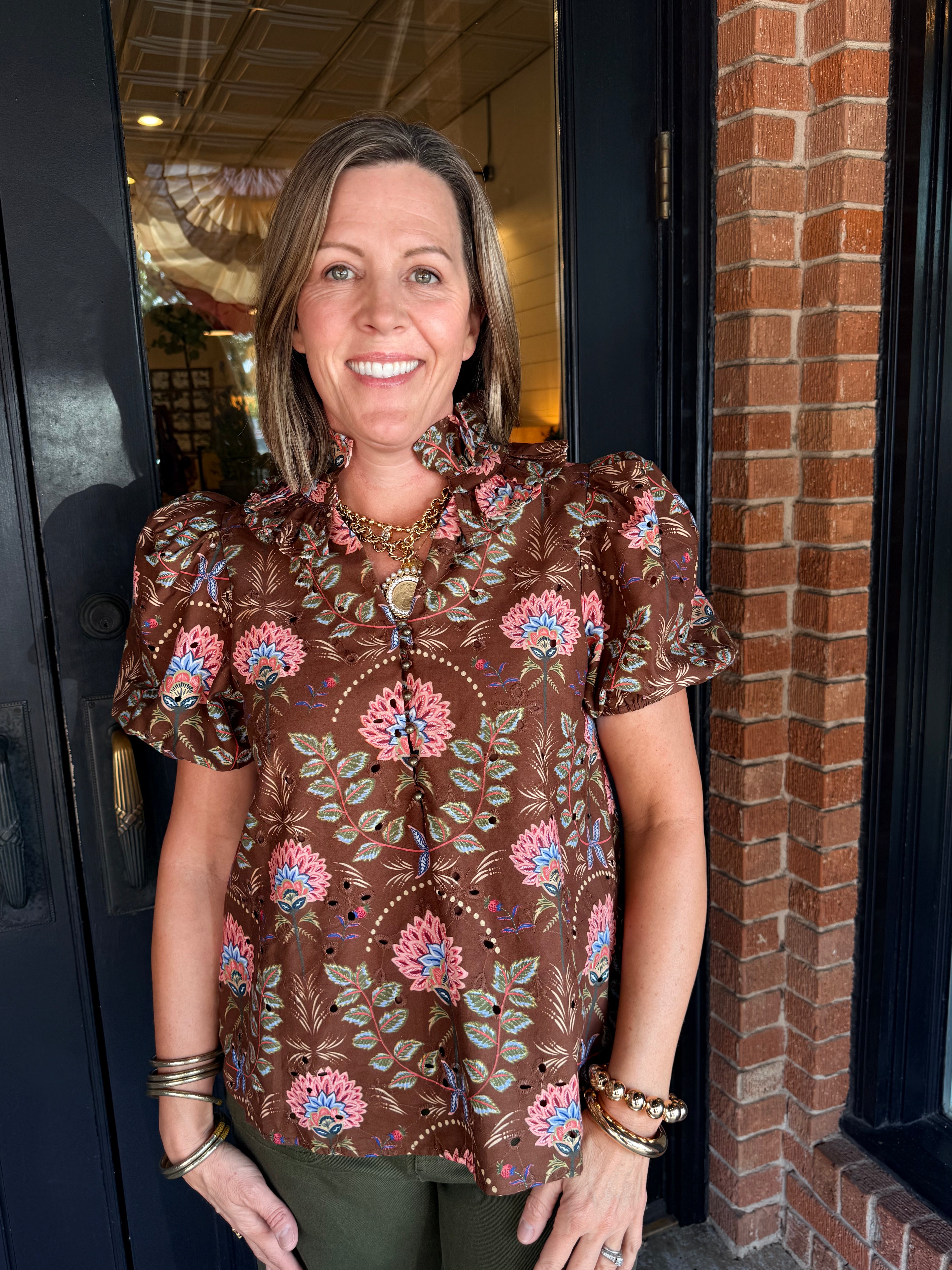 Sacha Floral Eyelet Top