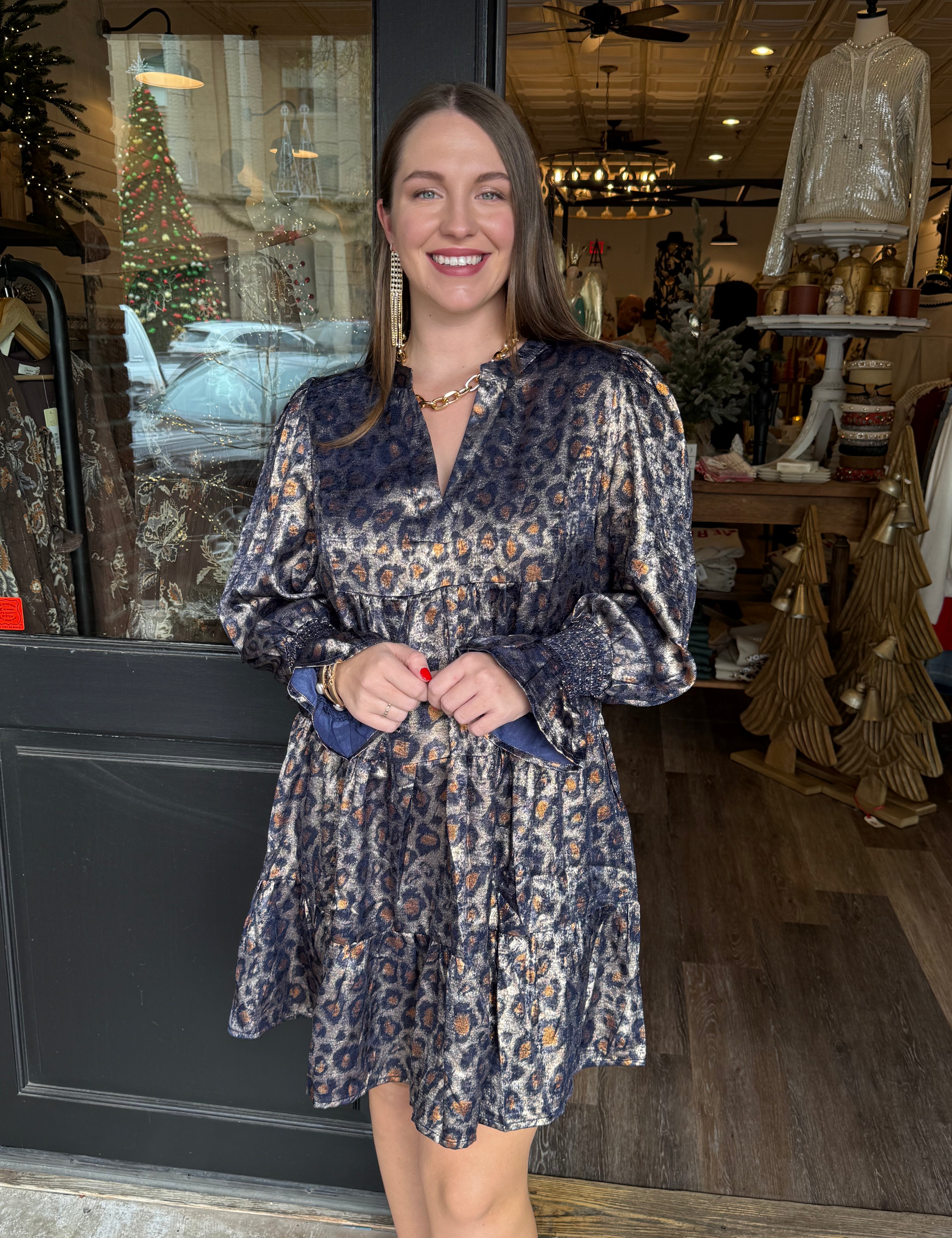 Tiera Navy Cheetah Print Mini