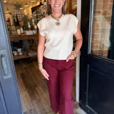 Rose Scallop Pocket Wide Leg Jeans