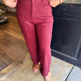 Rose Scallop Pocket Wide Leg Jeans