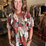 Storme Smocked V-Neck Top