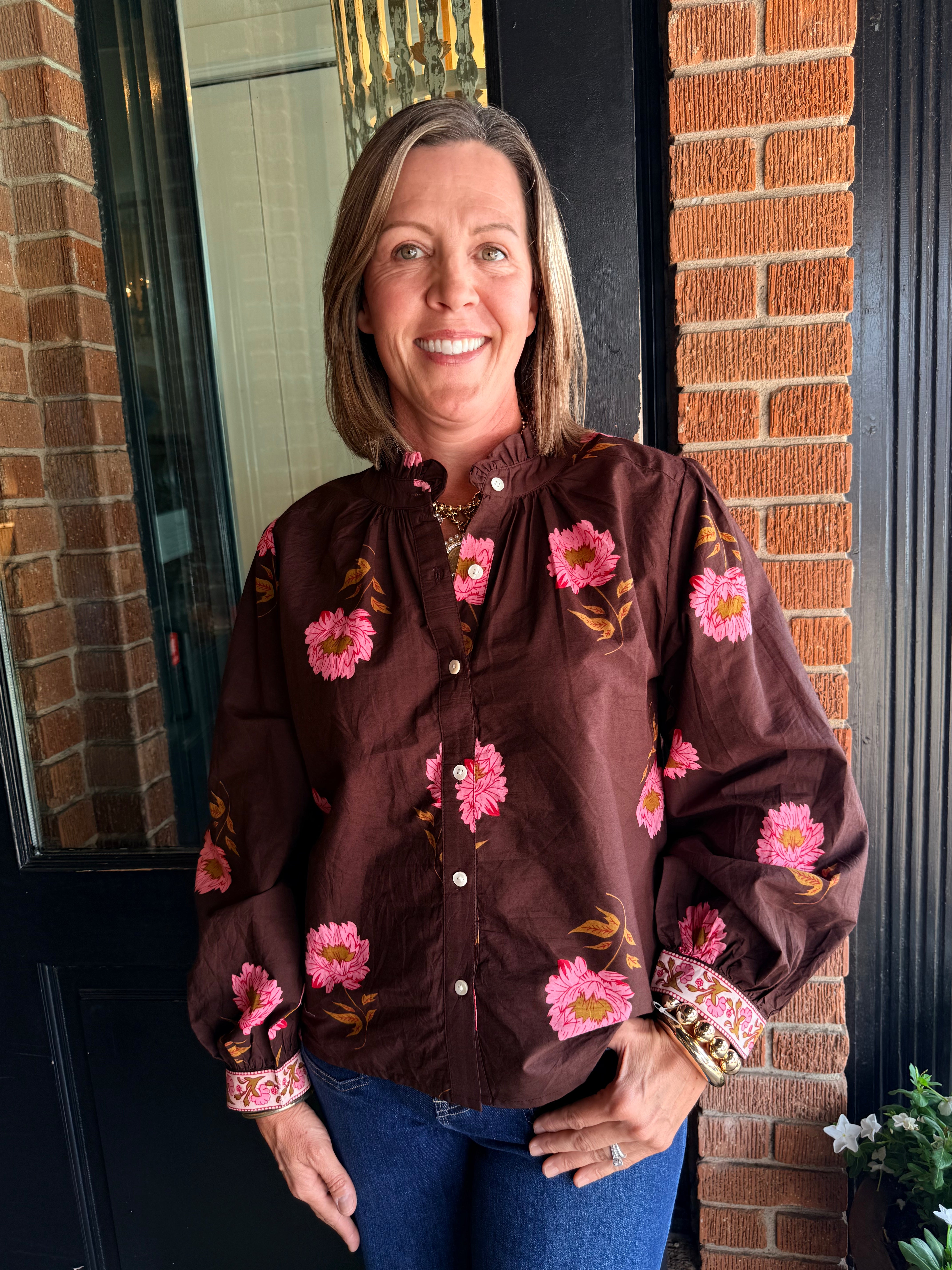 Cecile Floral Button Down Top