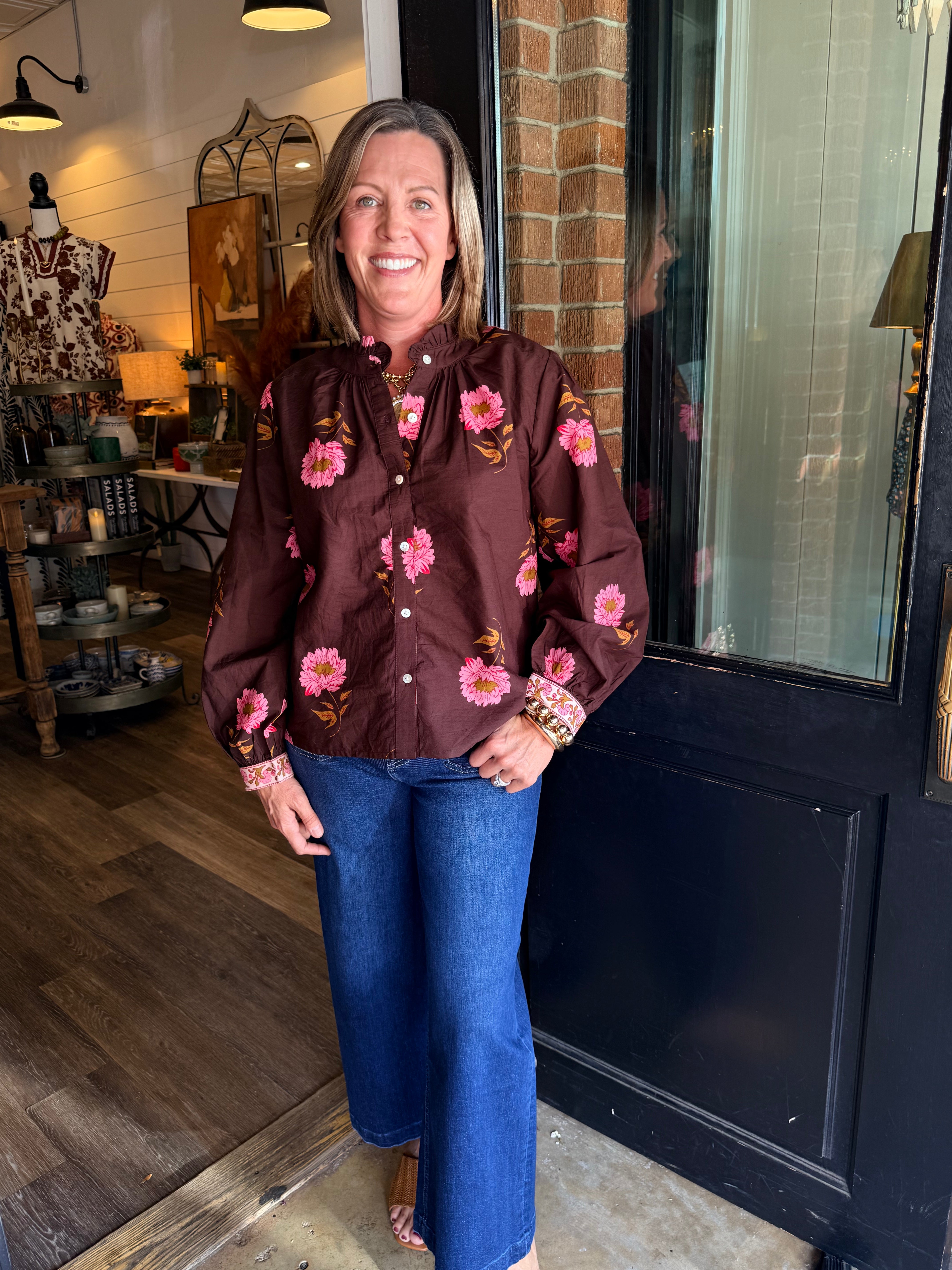 Cecile Floral Button Down Top