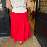 Sara Cotton Tiered Midi Skirt