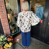 Ava Beige Abstract Blouse