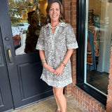 Gia Jacquard Button Mini Dress