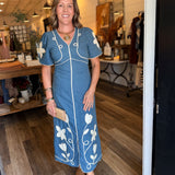 Jamie Floral Denim Midi Dress
