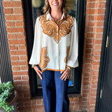 Casey Printed Button Down Top