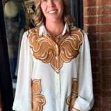 Casey Printed Button Down Top