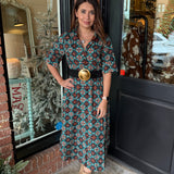 Reagan High Collar Print Dress