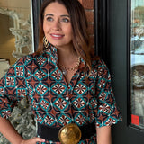 Reagan High Collar Print Dress