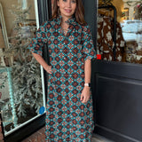 Reagan High Collar Print Dress