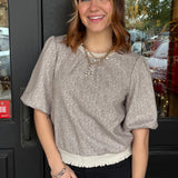 Sophie Striped Ruffle Band Knit Top