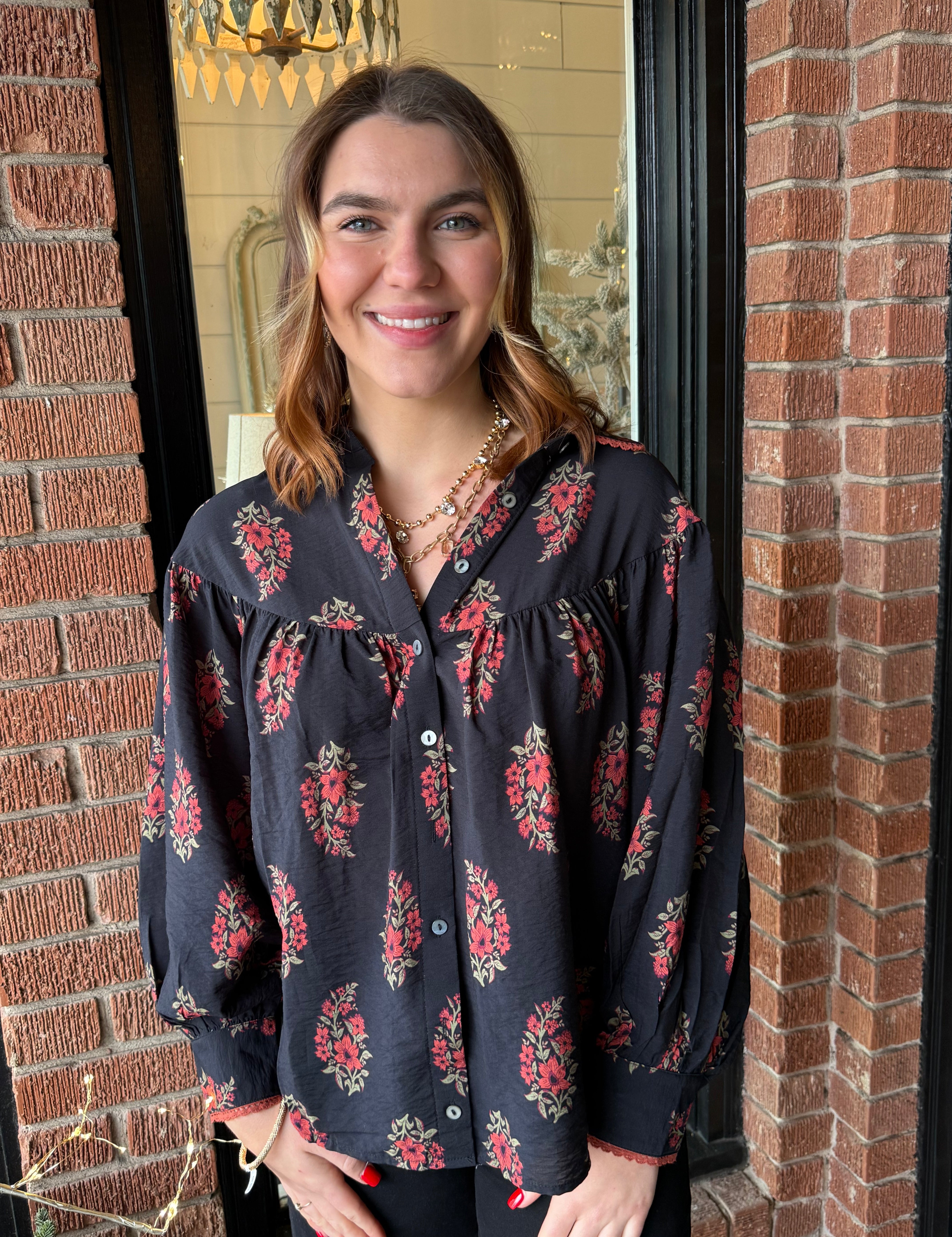 Lenny Floral Button Down Top