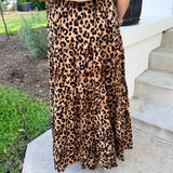 Kira Leopard Tiered Midi Skirt