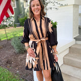 Birdie Printed Belted Shirt Dress