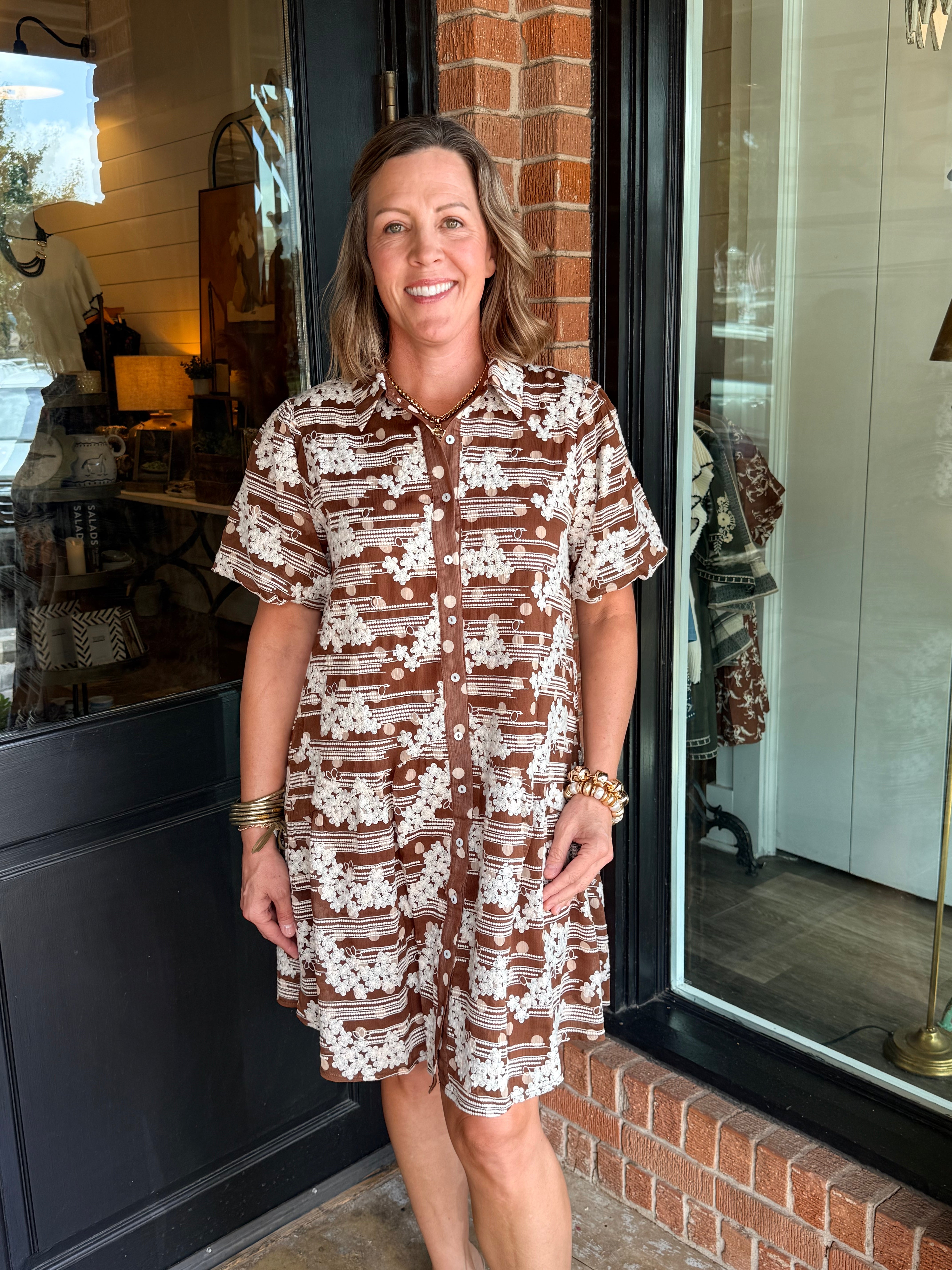 Betina Floral Embroidered Shirt Dress